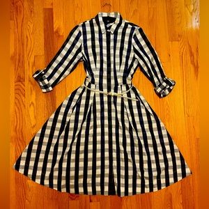 Tommy Hilfiger Blue Plaid Vintage inspired A-line shirt dress